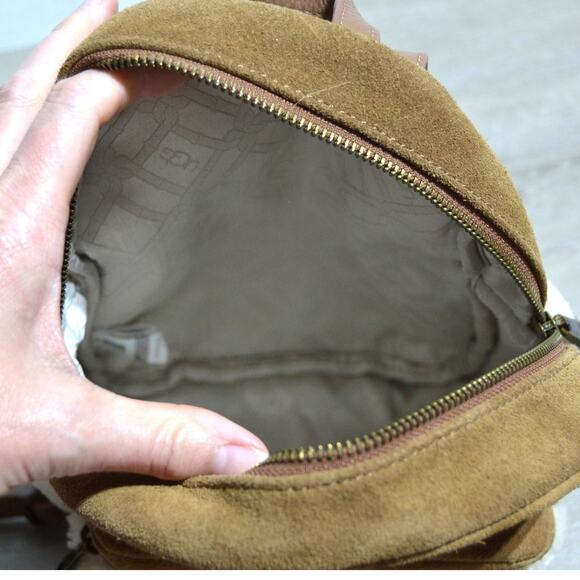 UGG Donnie II Mini Backpack Suede and Sheepskin Cream & Brown main image 6